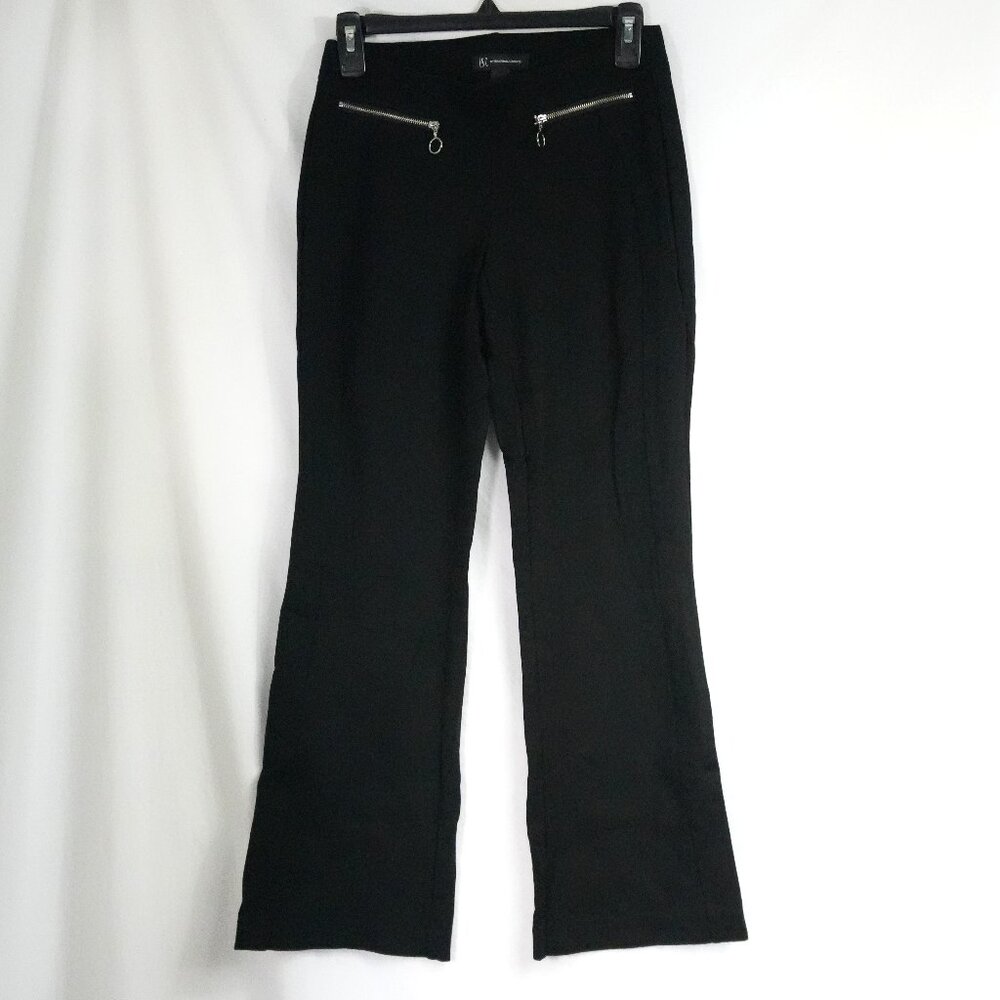 INC Womens Size 2 Black Dress Pants Lowrise Stretchy Zipper Accent Bootcut Flare